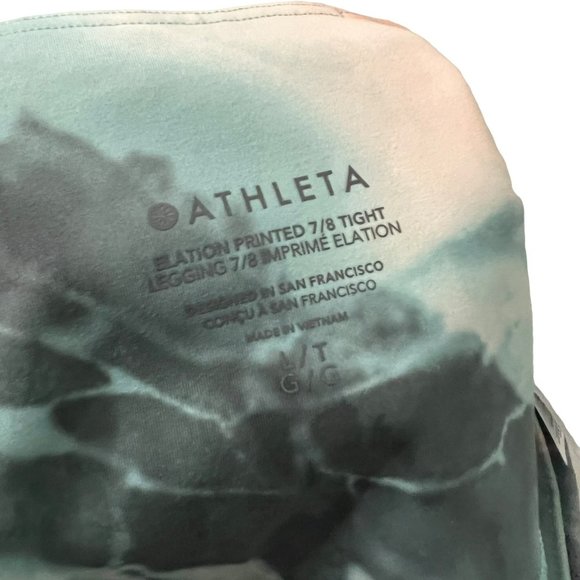 Athleta Womens Green Peach Marble Print Elation 7/8 Tight Leggings Size Large - Picture 4 of 5